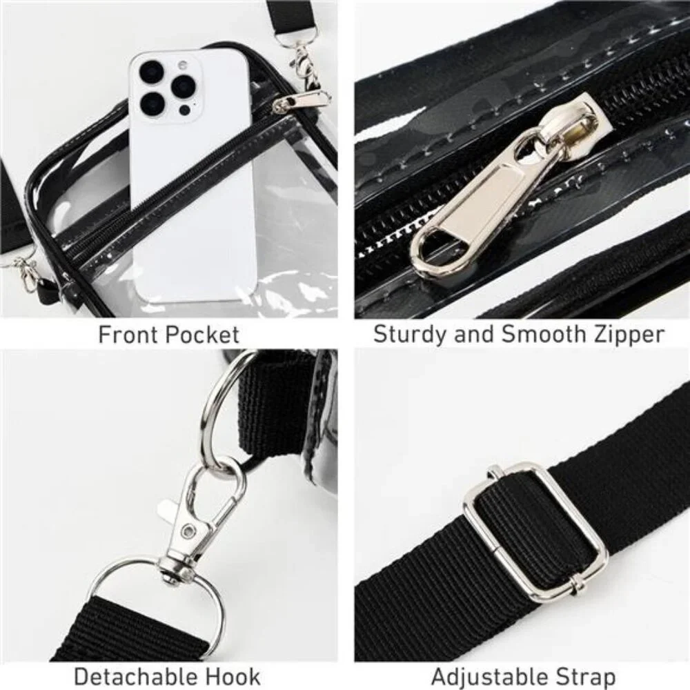 Fibrdoo Clear Crossbody Purse Bag, Clear Bag Stadium Approved with Front Pocket